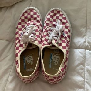 Pink and white checkered vans